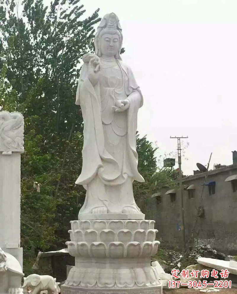 绵阳汉白玉洒水观音驻颜祥和