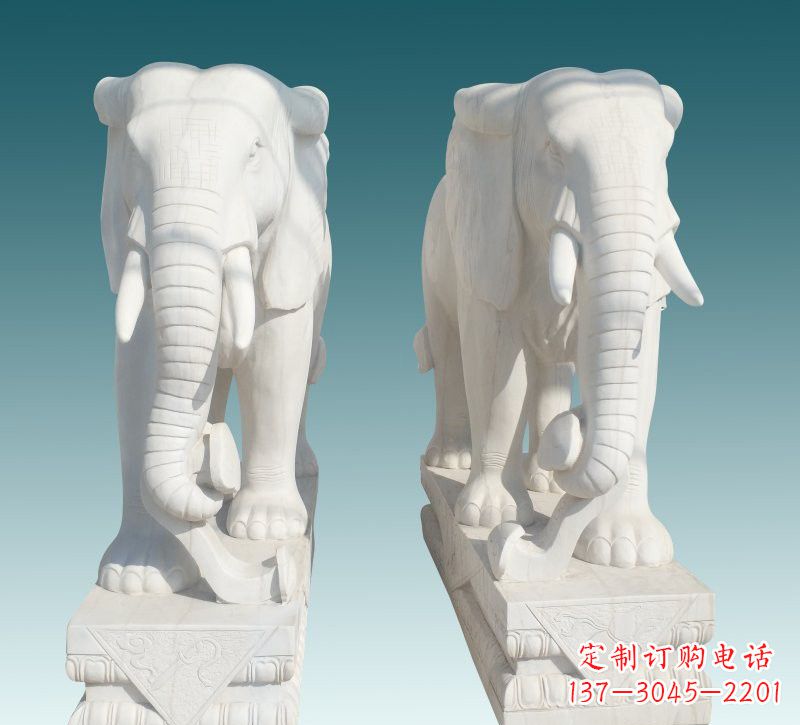 绵阳昂贵的汉白玉大象雕塑,招财又招福