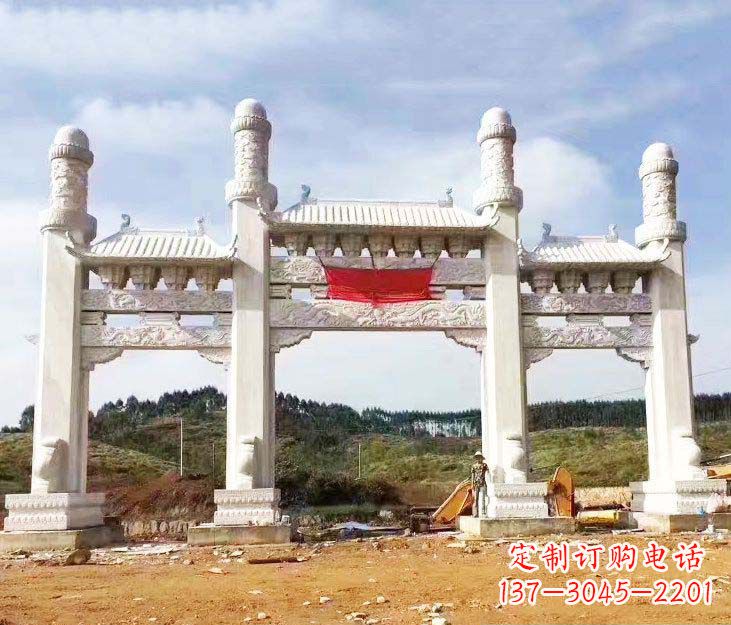 绵阳精美白玉牌坊石雕,品质缔造传世绝品