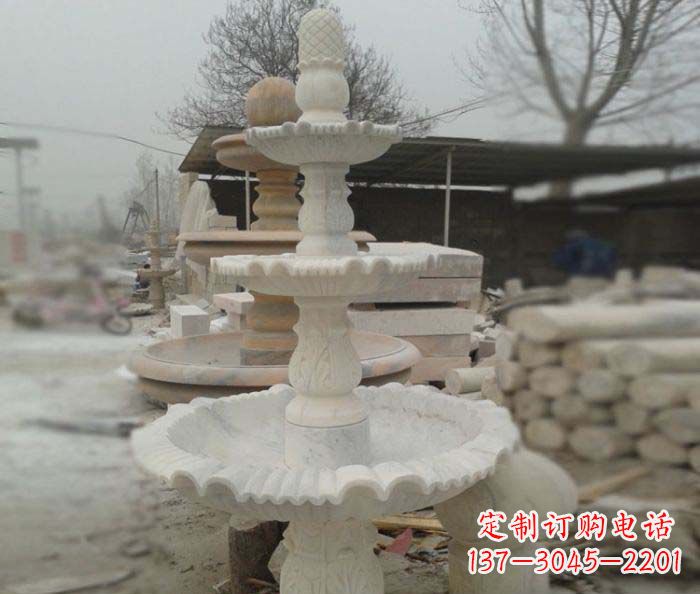 绵阳汉白玉三层别墅小型喷泉石雕,让你的空间更加优雅