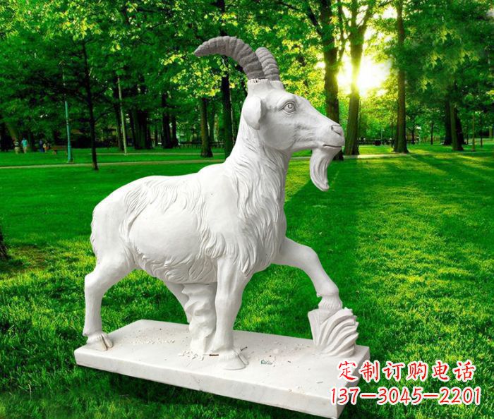 绵阳汉白玉山羊公园动物石雕 (4)