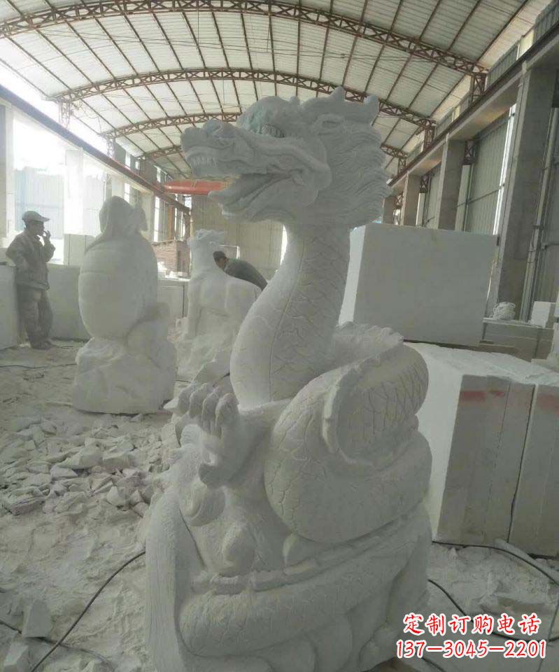 绵阳高品质汉白玉生肖龙雕塑