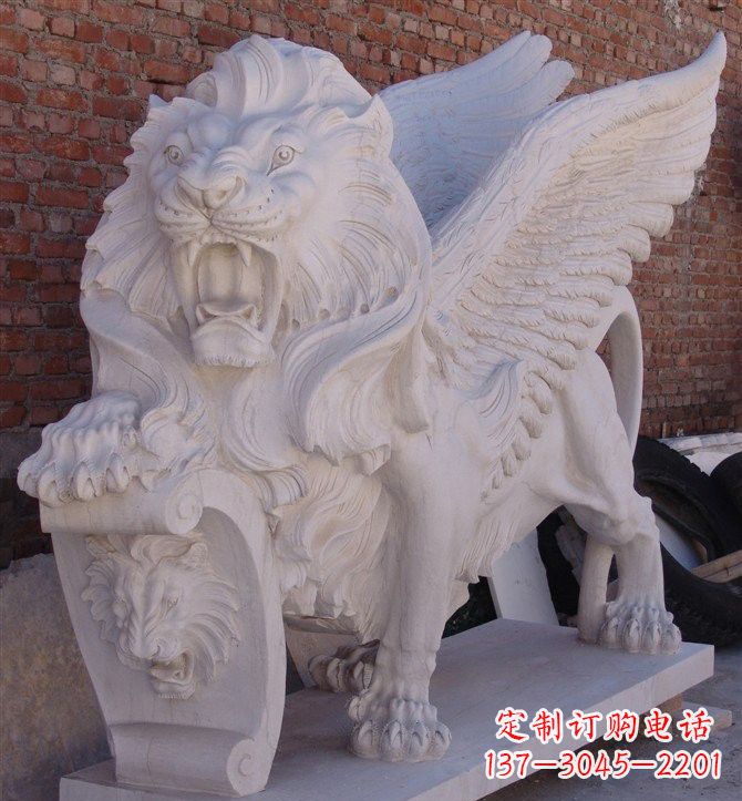 绵阳汉白玉圣马可飞狮石雕