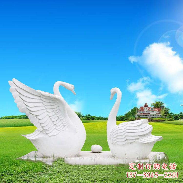 绵阳精美石雕天鹅情侣动物雕塑摆件