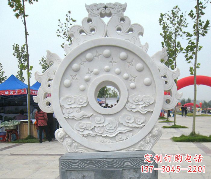 绵阳汉白玉双龙石门墩招财抱鼓石