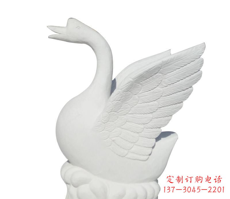 绵阳汉白玉雕刻的精美天鹅雕塑