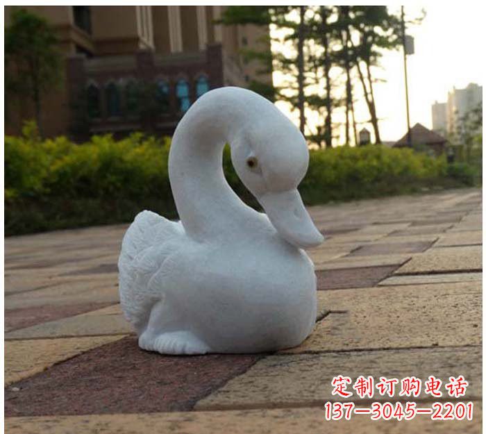 绵阳汉白玉天鹅石雕塑,精美瑰丽