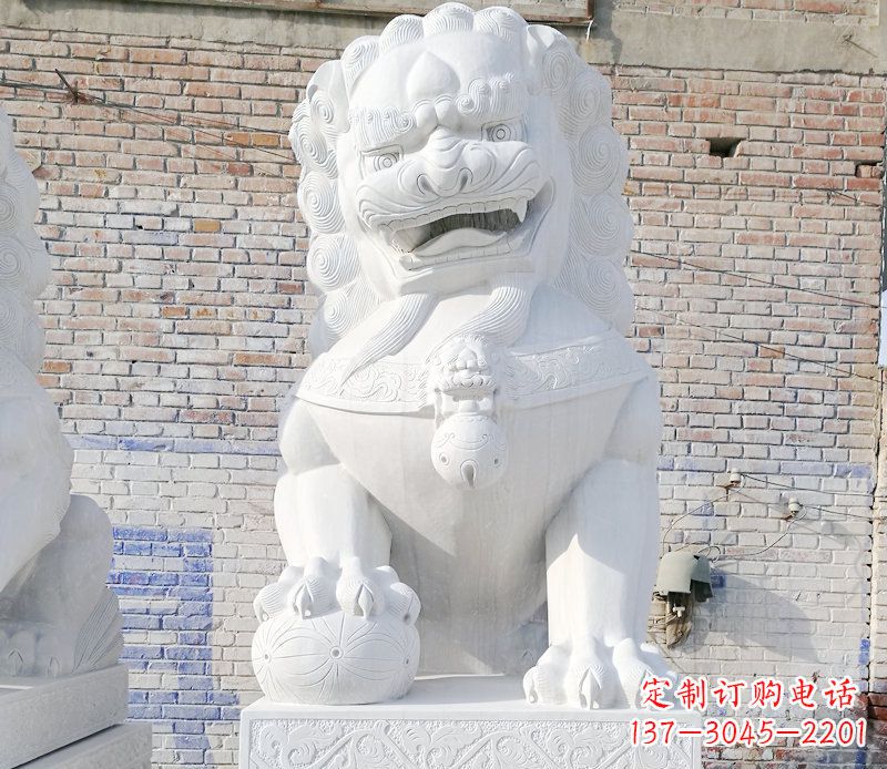 绵阳正宗汉白玉狮子门墩雕塑