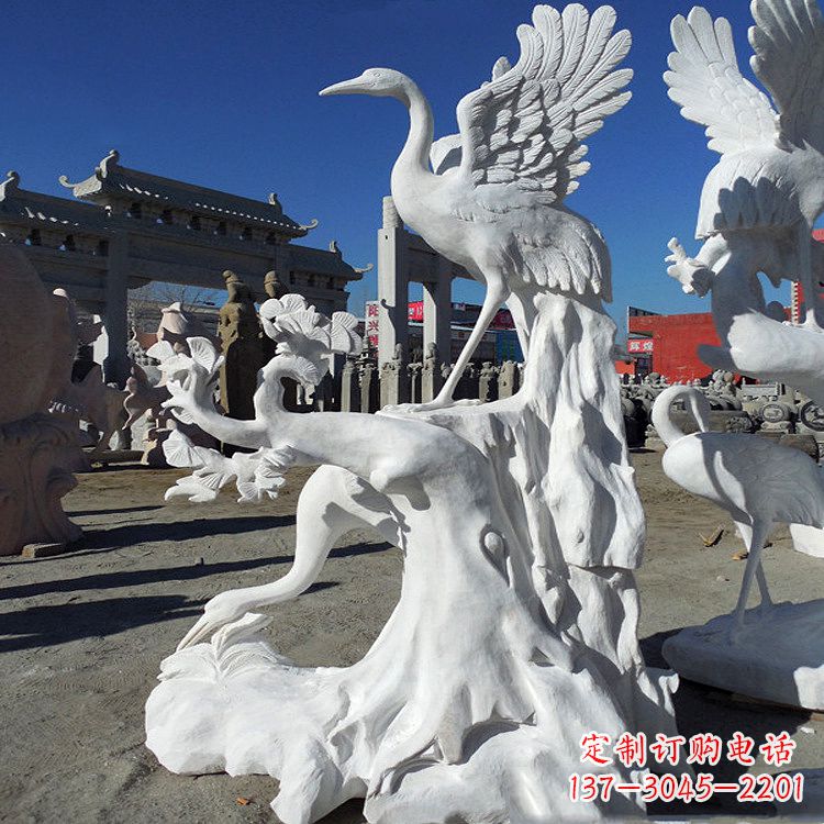绵阳汉白玉仙鹤景观石雕,让你的空间充满灵动之美