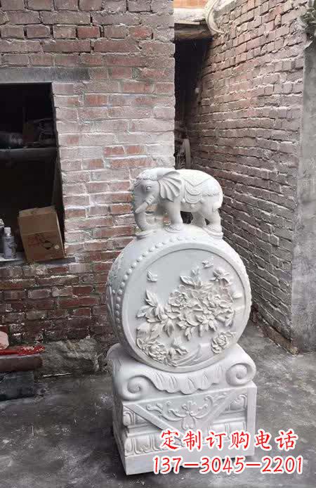绵阳汉白玉小象抱鼓石雕塑之美