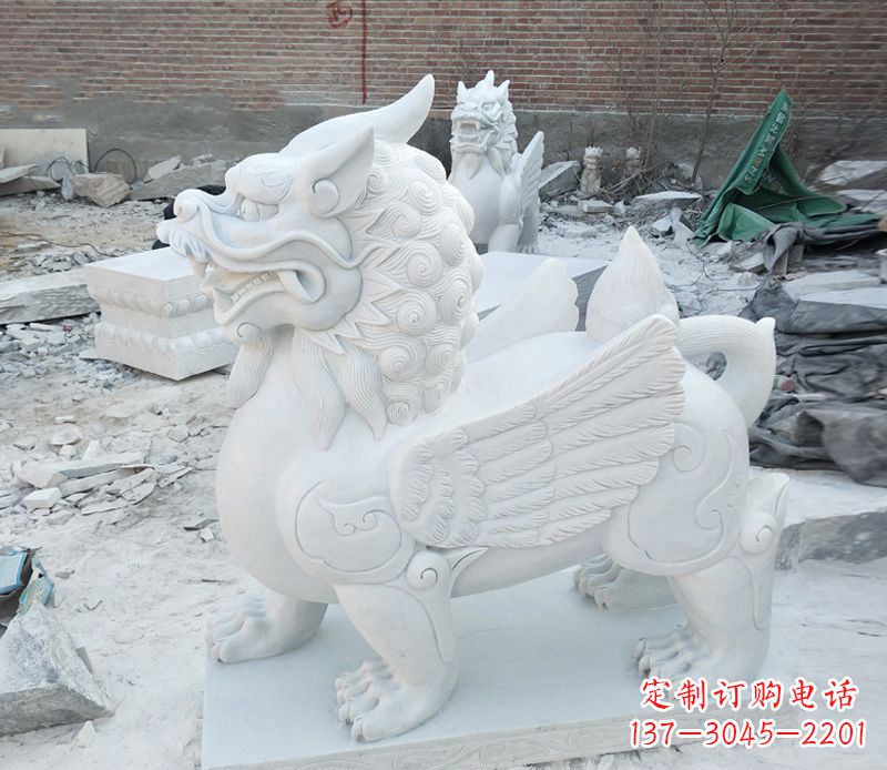 绵阳品质卓越的汉白玉独角兽雕塑