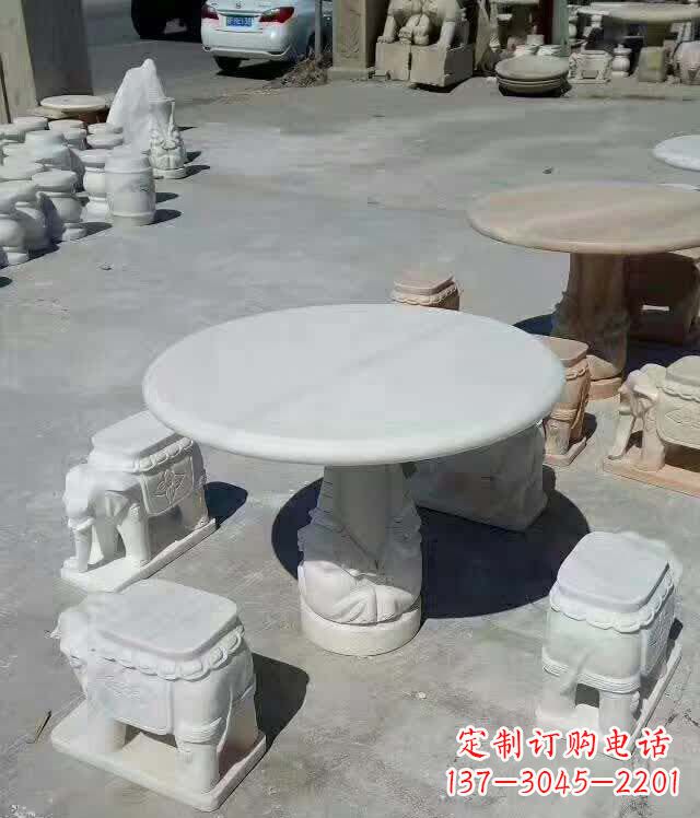 绵阳汉白玉圆形石桌凳