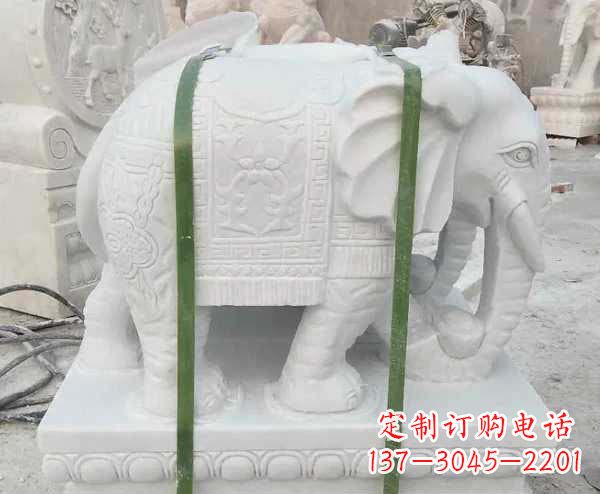 绵阳瑞气四溢的汉白玉招财大象雕塑