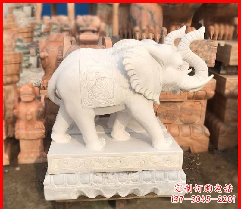 绵阳汉白玉招财大象雕塑