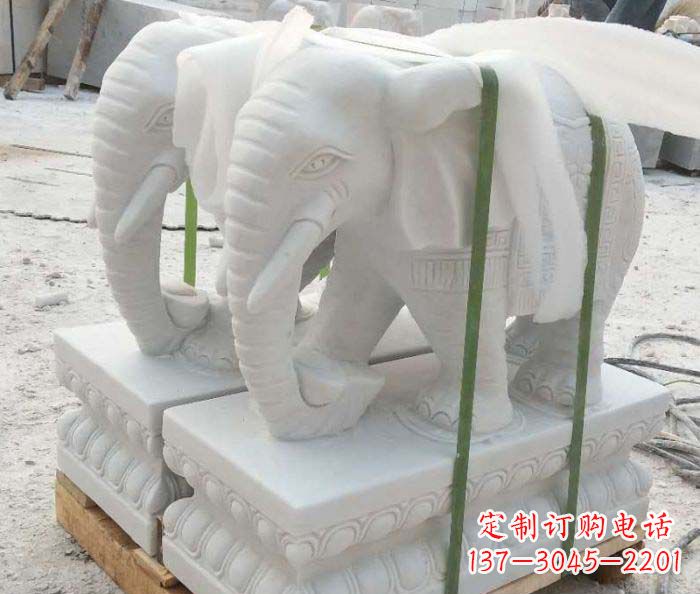 绵阳汉白玉招财大象门口石雕定制
