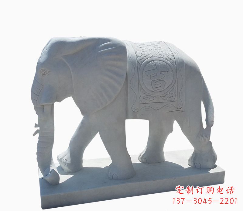 绵阳桃花开,当铺金,汉白玉大象雕塑,吉祥引财