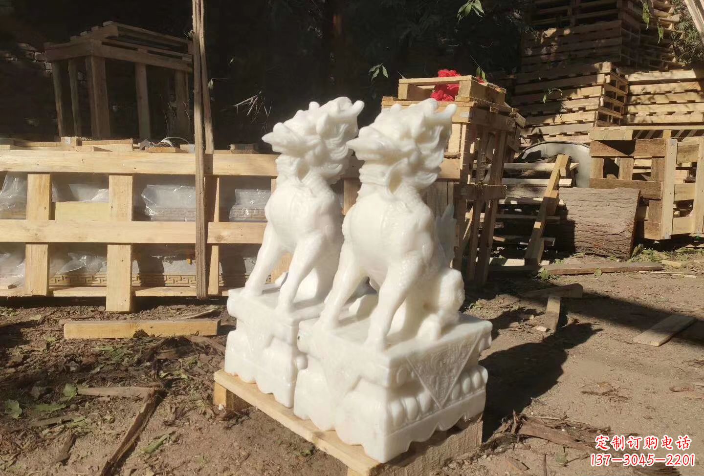 绵阳汉白玉招财麒麟石雕