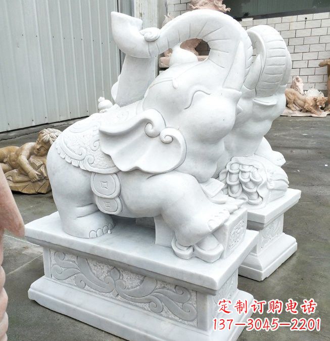 绵阳汉白玉招财运小象雕塑