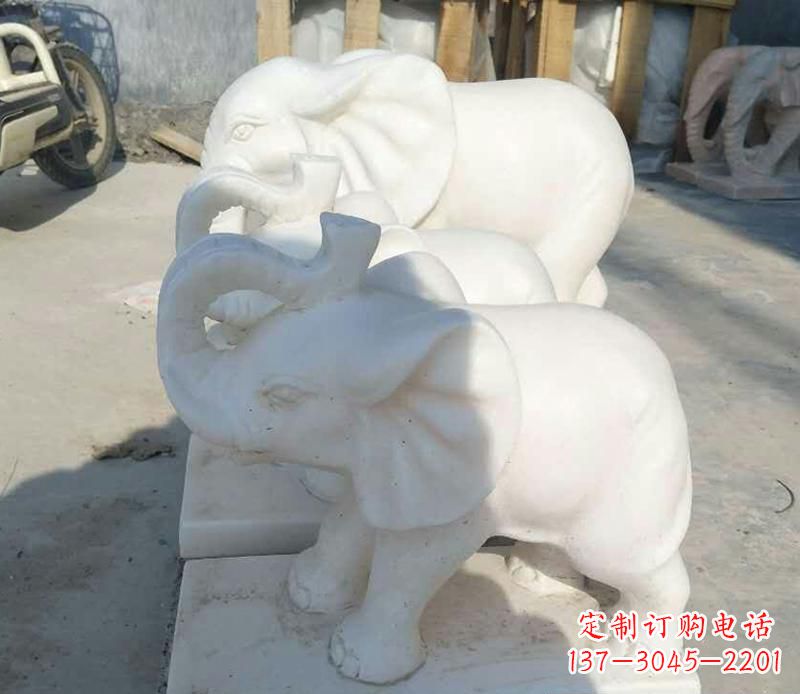绵阳高端汉白玉招财小象雕塑