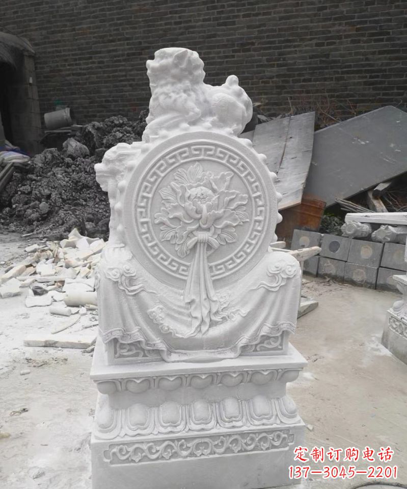 绵阳汉白玉镇宅狮子门墩