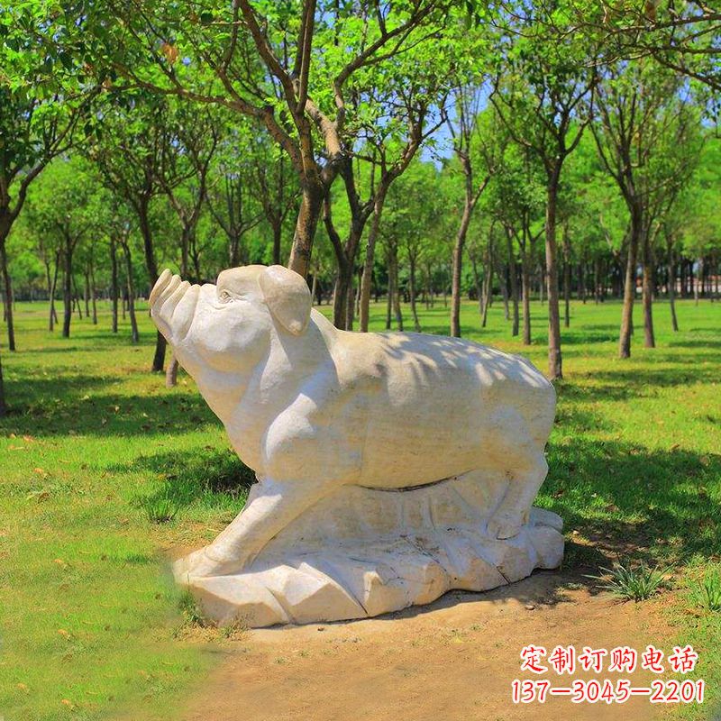 绵阳传统十二生肖精美手工猪石雕动物雕塑