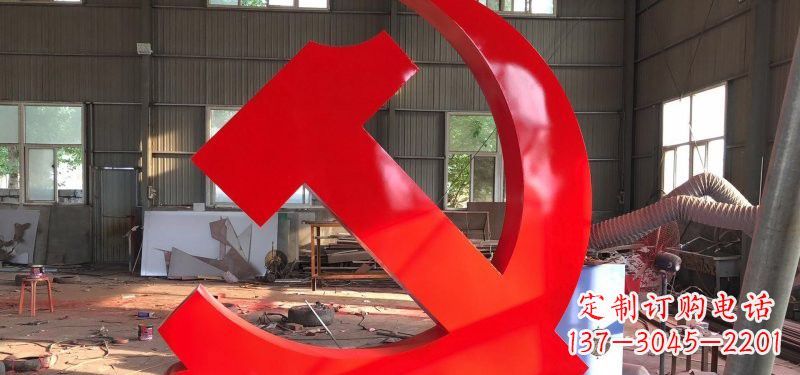 绵阳河南不锈钢党徽雕塑,精致而完美