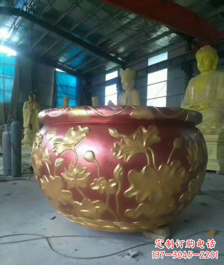 绵阳荷花水缸铜雕塑,高雅奢华!