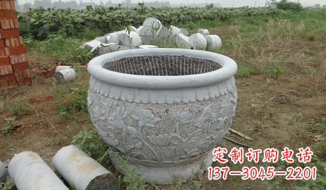 绵阳荷花花盆公园景观石雕,千般美妙一览无余