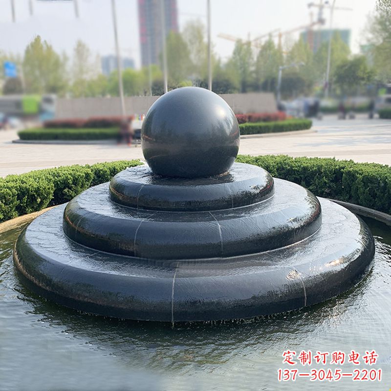 绵阳黑曜石风水球城市广场水景喷泉雕塑