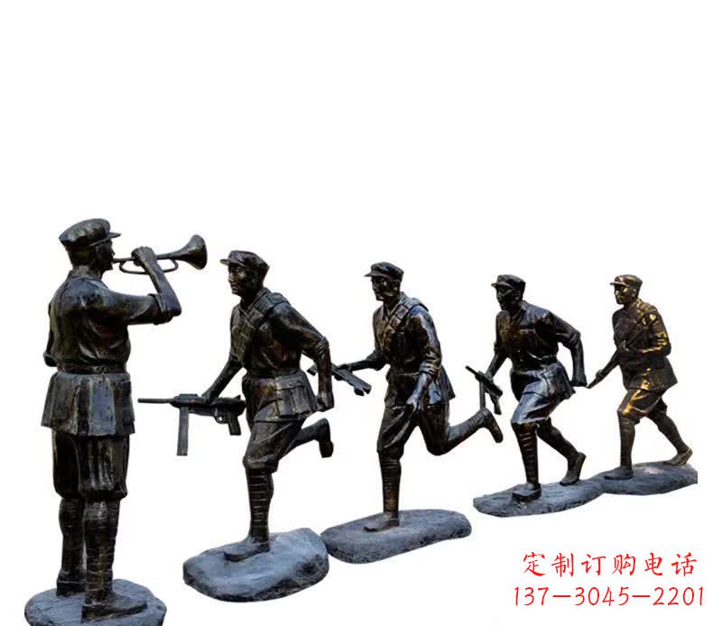 绵阳红色文化主题红军铜雕塑
