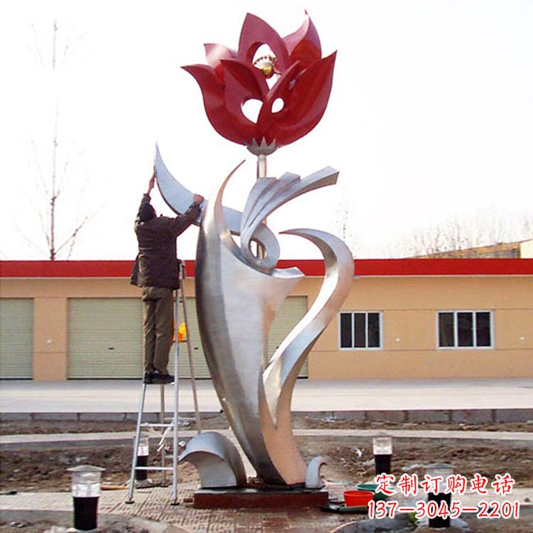 绵阳高端定制玫瑰花不锈钢大型雕塑