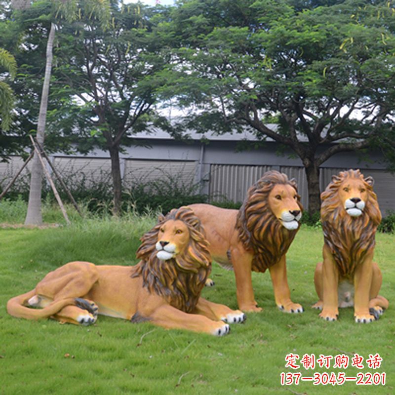 绵阳把公园里的斗勇气释放出来--领雕金刚户外仿真狮子雕塑