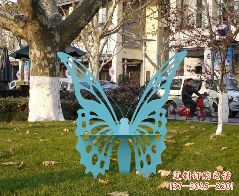 绵阳中领雕塑专业定制不锈钢蝴蝶雕塑座椅