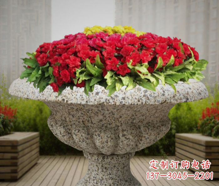 绵阳中领雕塑精美花岗岩花盆小区石雕
