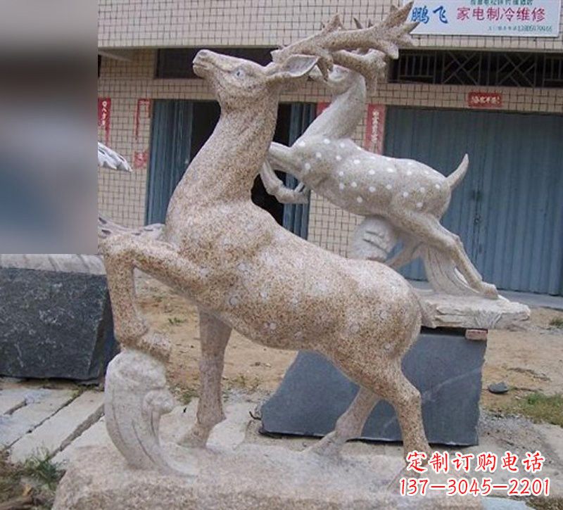 绵阳花岗岩梅花鹿雕塑,象征着美丽的永恒