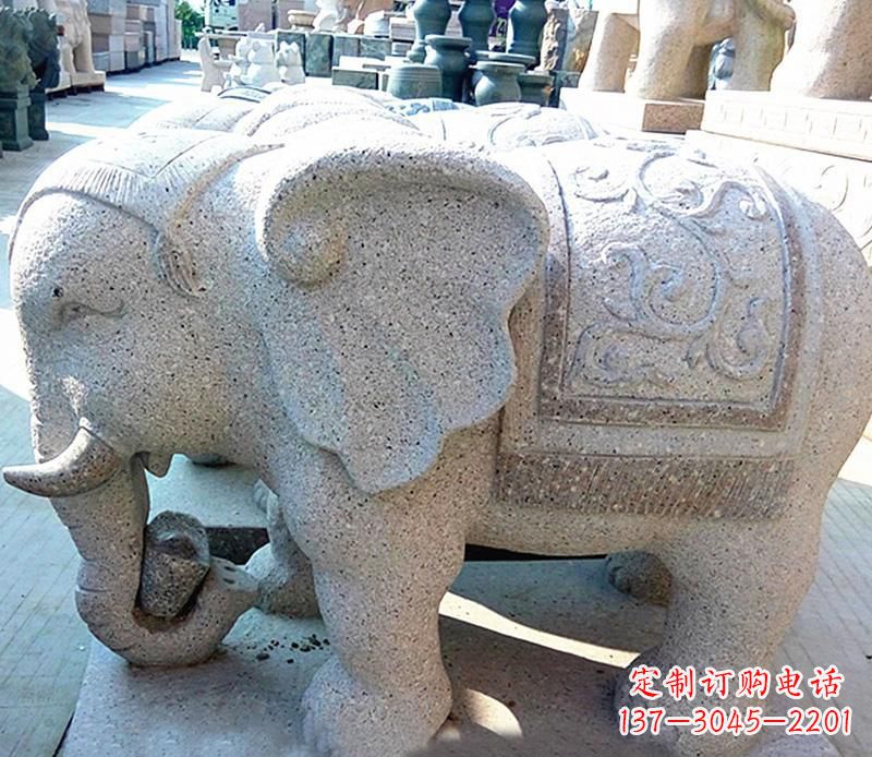 绵阳花岗岩元宝大象石雕,雕刻古典且充满质感