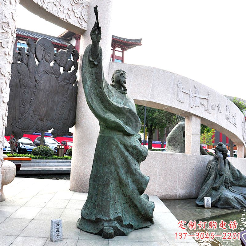 绵阳中领雕塑:仿古吴道子铜雕像