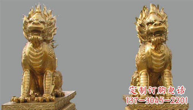 绵阳精致黄铜麒麟雕塑,带来招财运