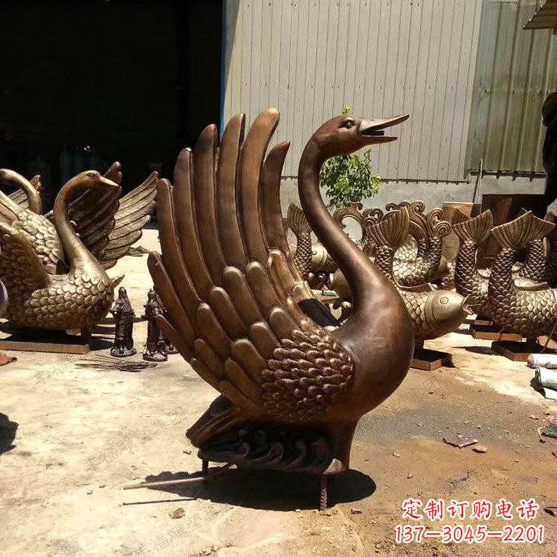 绵阳精美黄铜天鹅雕塑中领雕塑的精美黄铜天鹅雕…