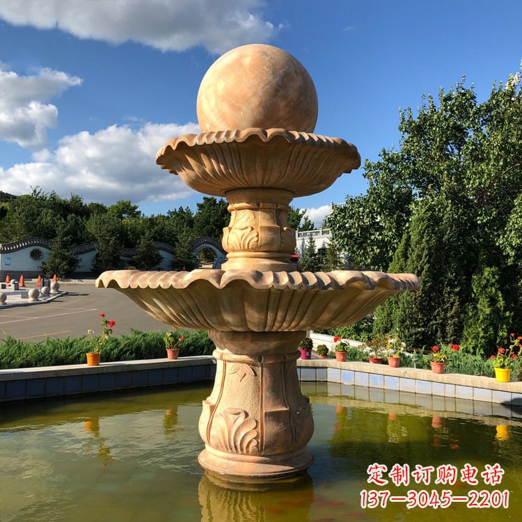 绵阳经典黄锈石喷泉装饰雕塑