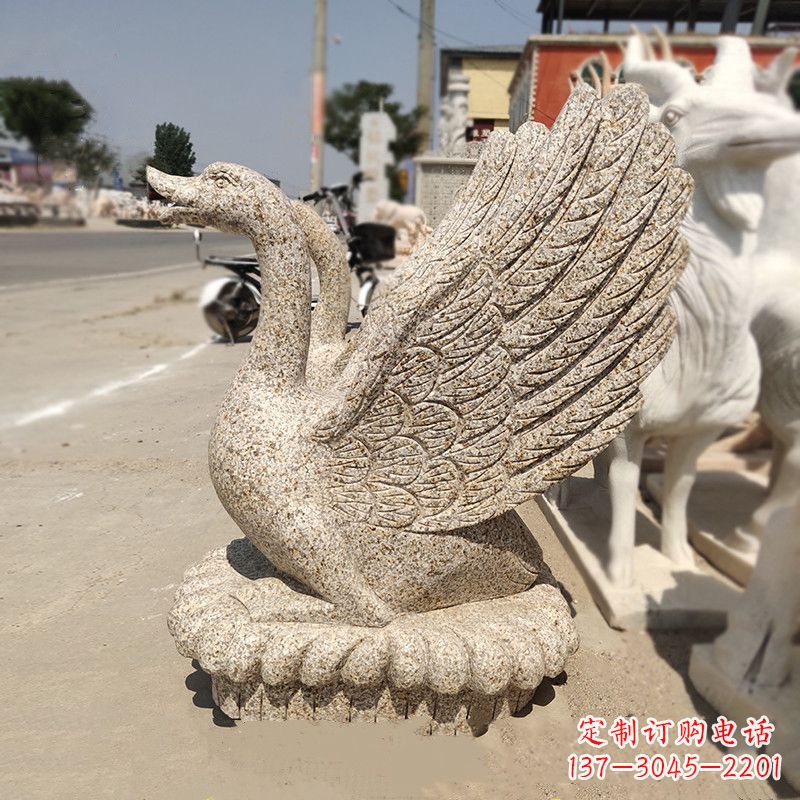 绵阳黄锈石精美雕刻天鹅