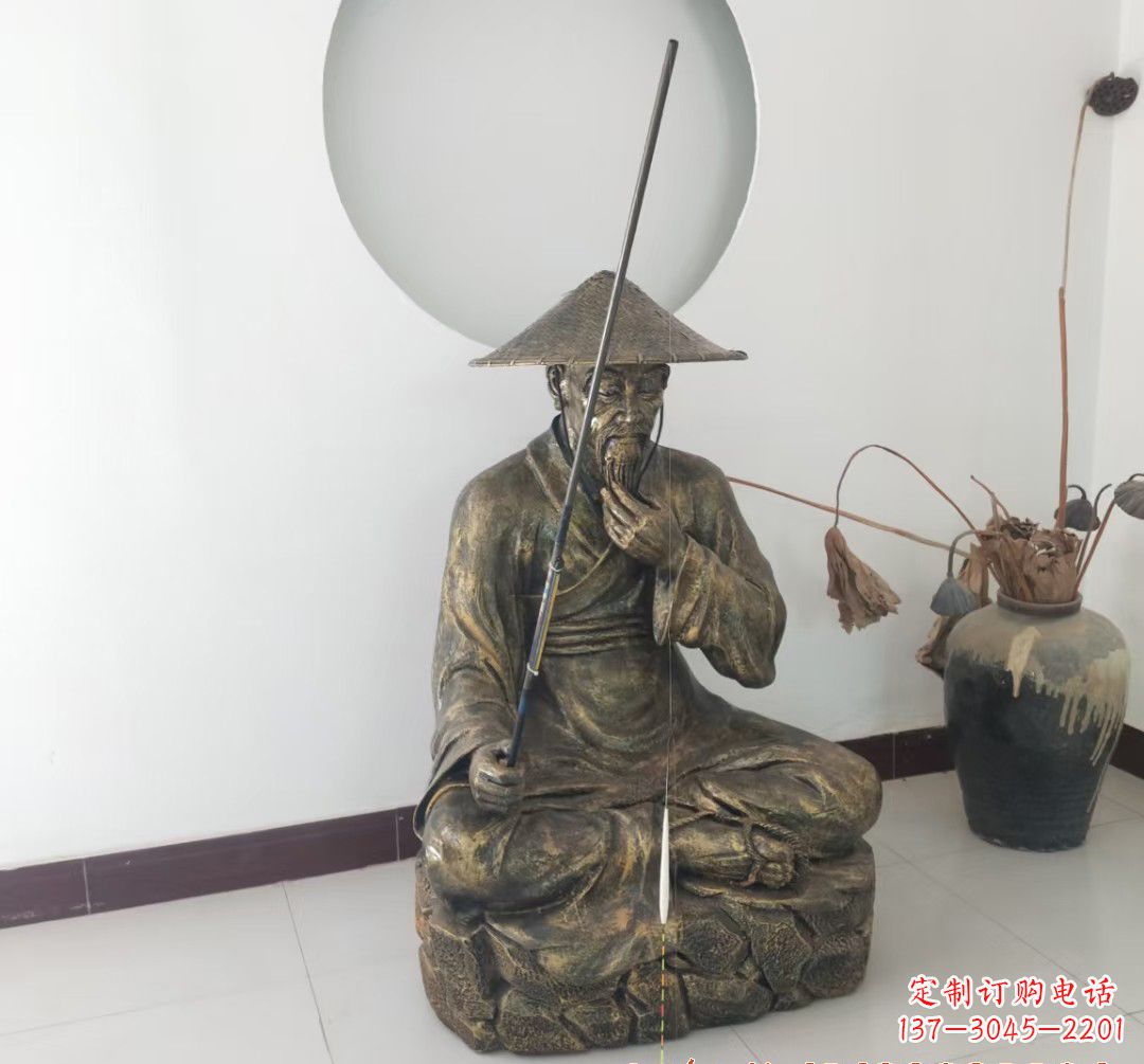 绵阳中领雕塑定制姜太公钓鱼铜雕