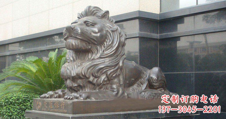 绵阳交通银行门口西洋狮子铜雕
