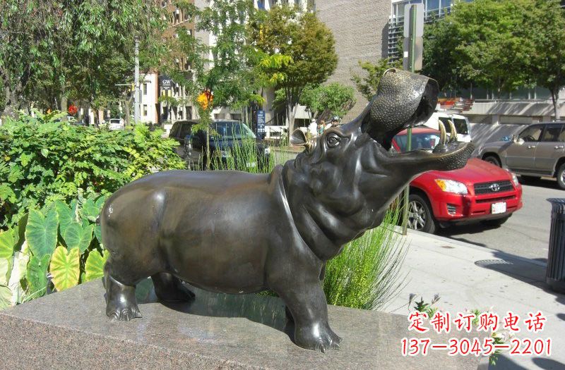 绵阳街边河马铜雕