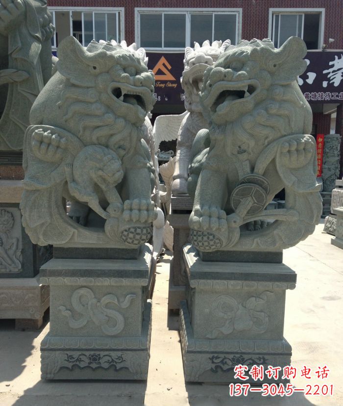 绵阳街边景观南方狮子石雕 (2)