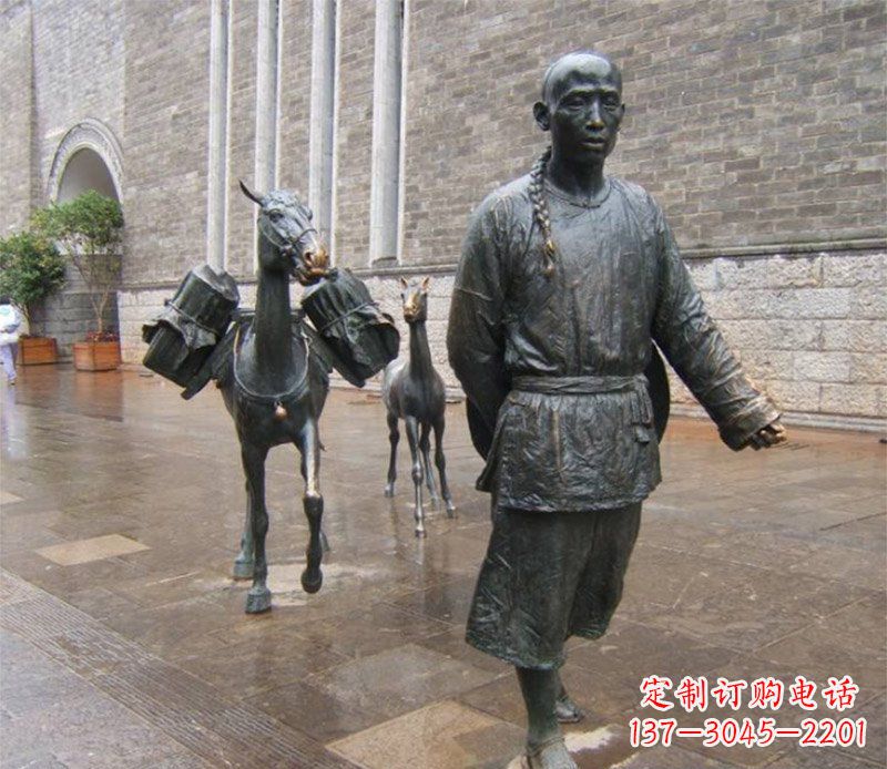 绵阳中领雕塑专业定制古代人物小品毛驴铜雕