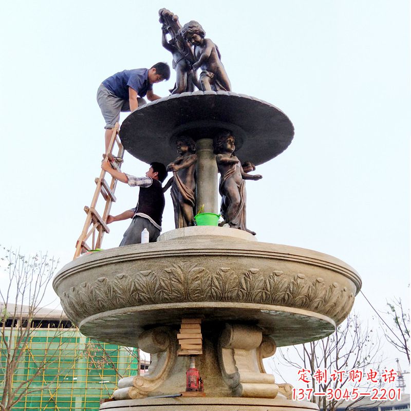 绵阳精美金蝉石喷泉雕塑