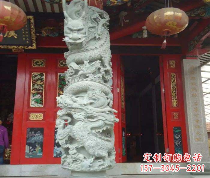 绵阳精美的大理石龙柱雕塑