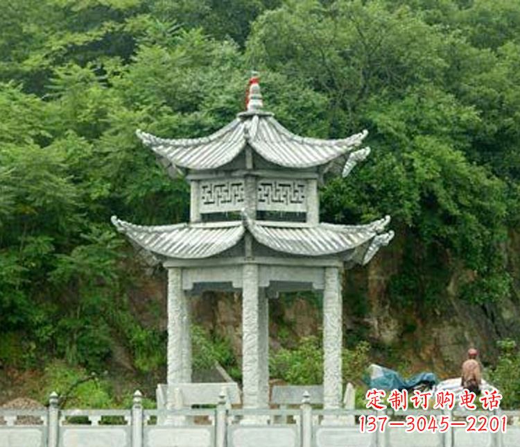 绵阳景区仿古双层石凉亭石雕