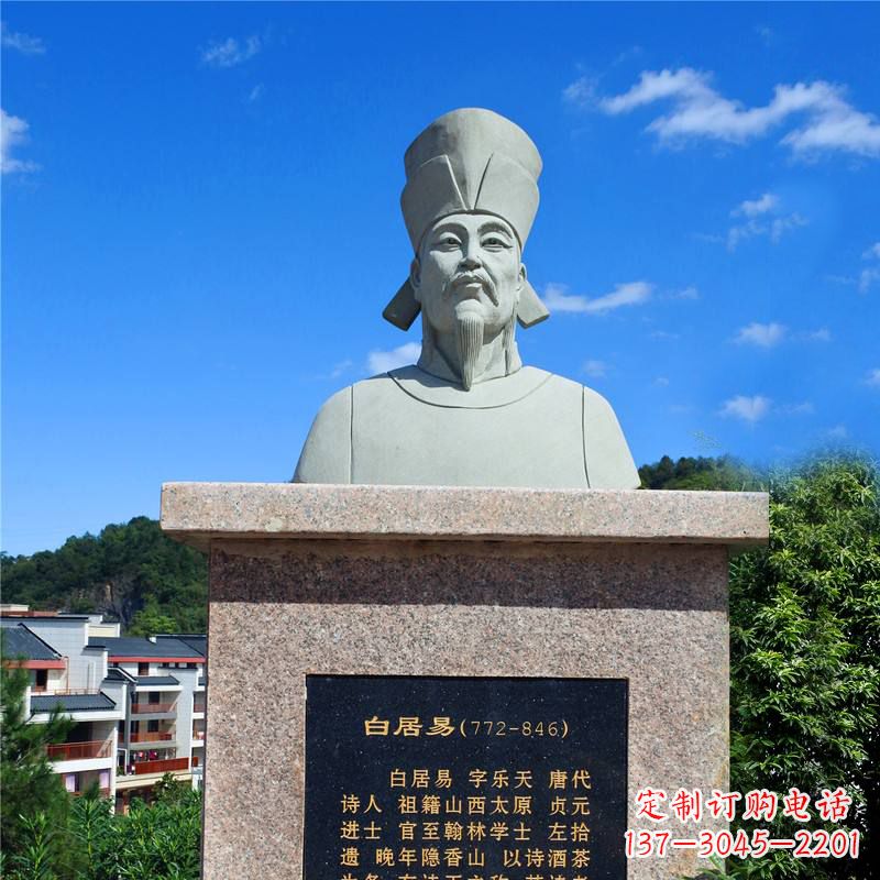 绵阳景区公园历史名人唐代现实主义诗人白居易石雕头像